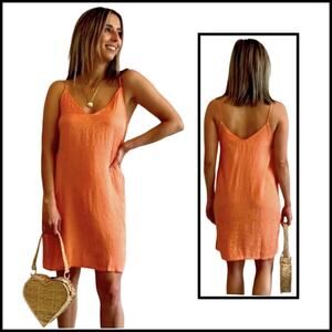 Nation LTD Penelope V Back Slip Dress in Tangerine SZ M $179